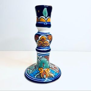 Handmade in Mexico Talavera ceramic floral candlestick holder